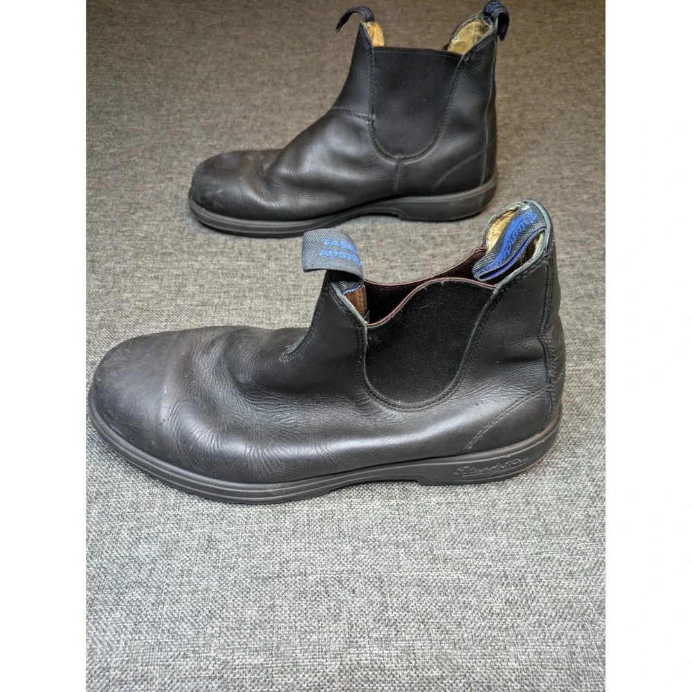 Blundstone Black Leather Chelsea Slip-On Ankle Boots Rubber Sole US 12 Resistant